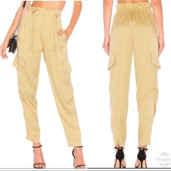 Revolve BCBG Maxazria Paper Bag Pant Pale Khaki Sz XS NWT - Picture 1 of 14